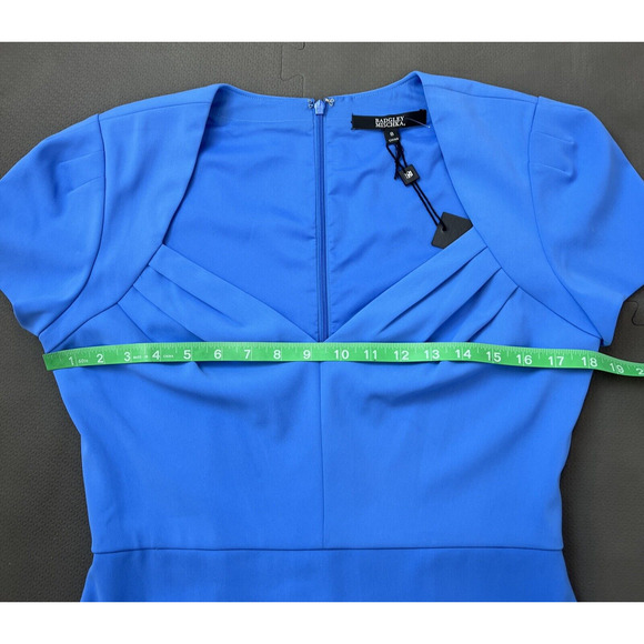 NWT Badgley Mischka Cornflower Blue Cocktail Dress sz 8 Slimming Pleats Charity - Picture 6 of 11